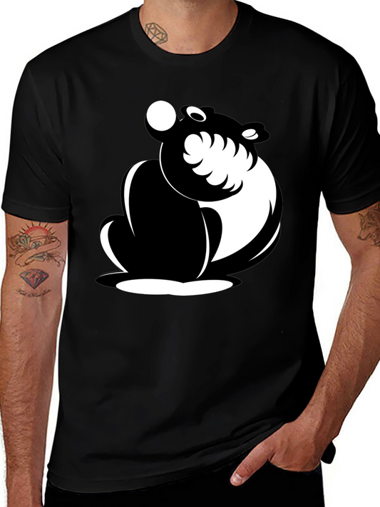 Black Cartoon Bear Graphic T-Shirt