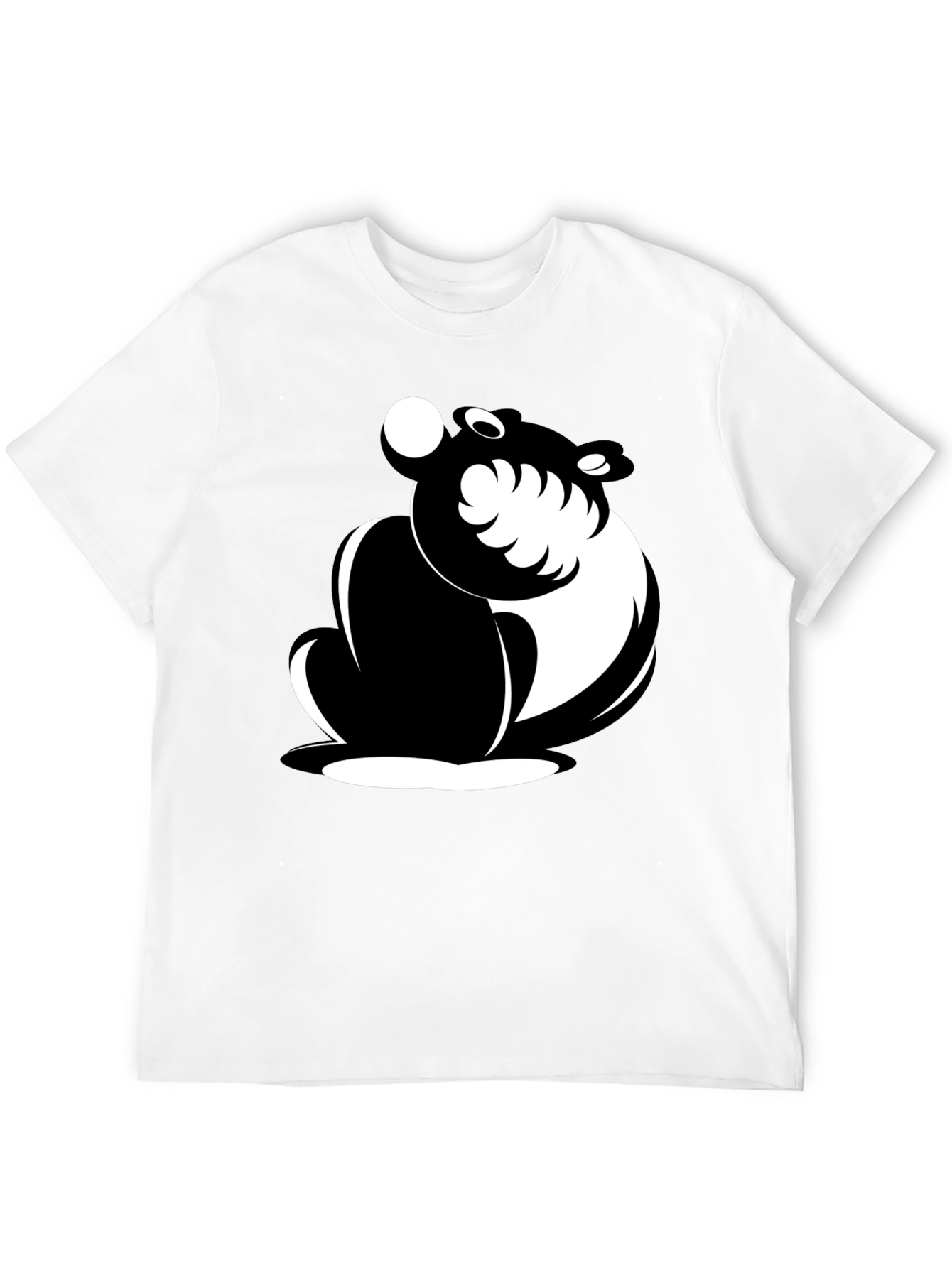 Black Cartoon Bear Graphic T-Shirt
