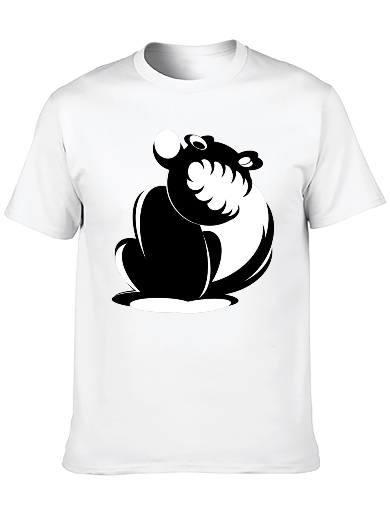 Black Cartoon Bear Graphic T-Shirt