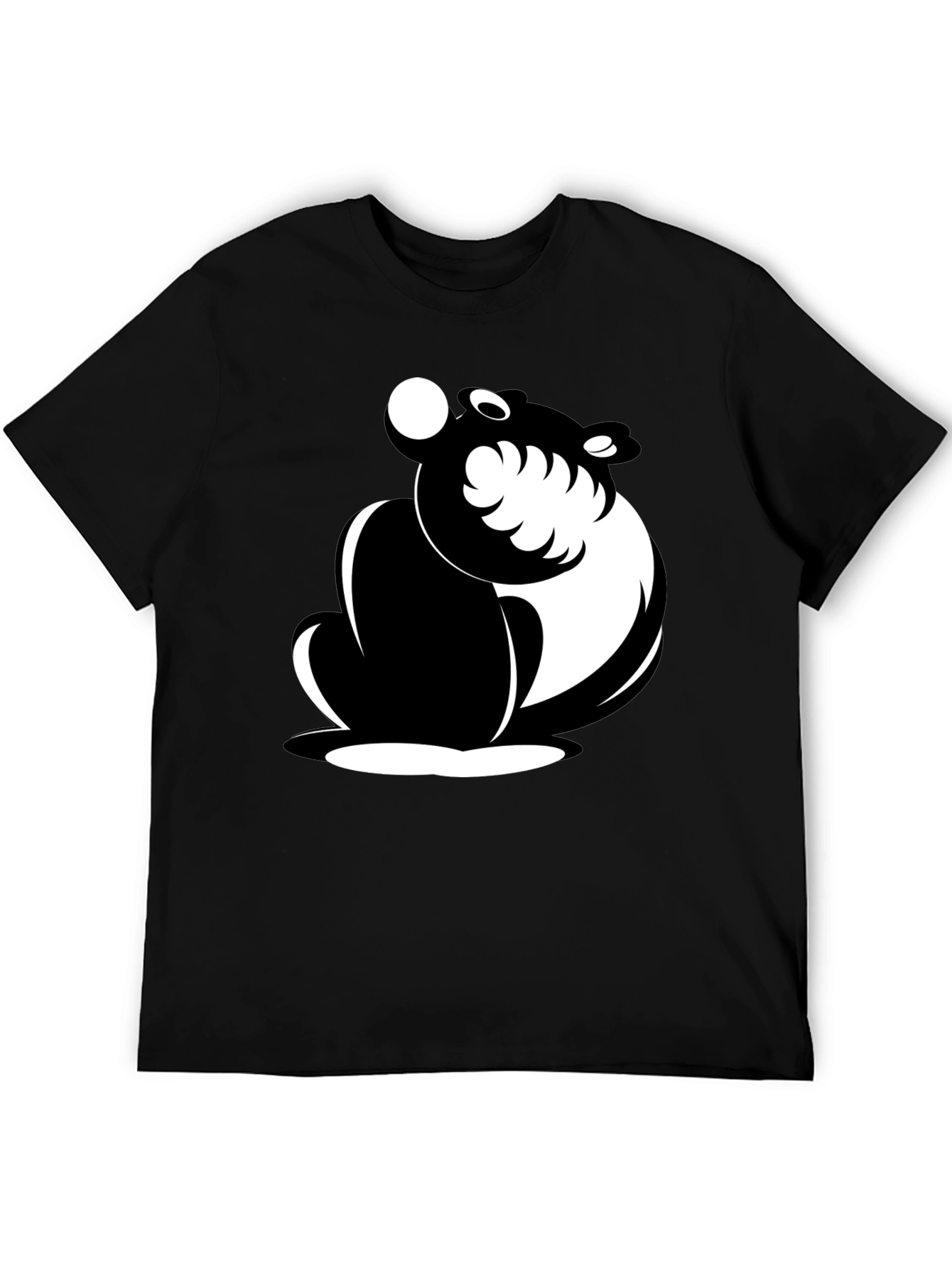 Black Cartoon Bear Graphic T-Shirt