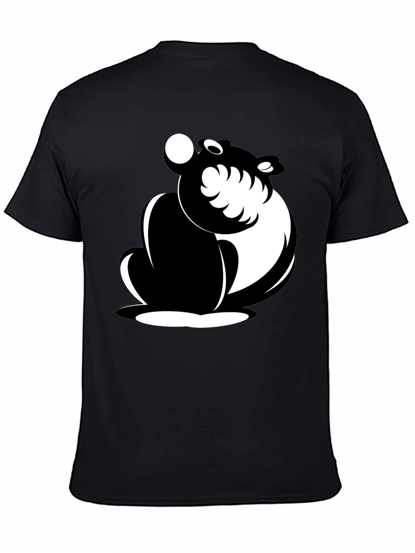 Black Cartoon Bear Graphic T-Shirt