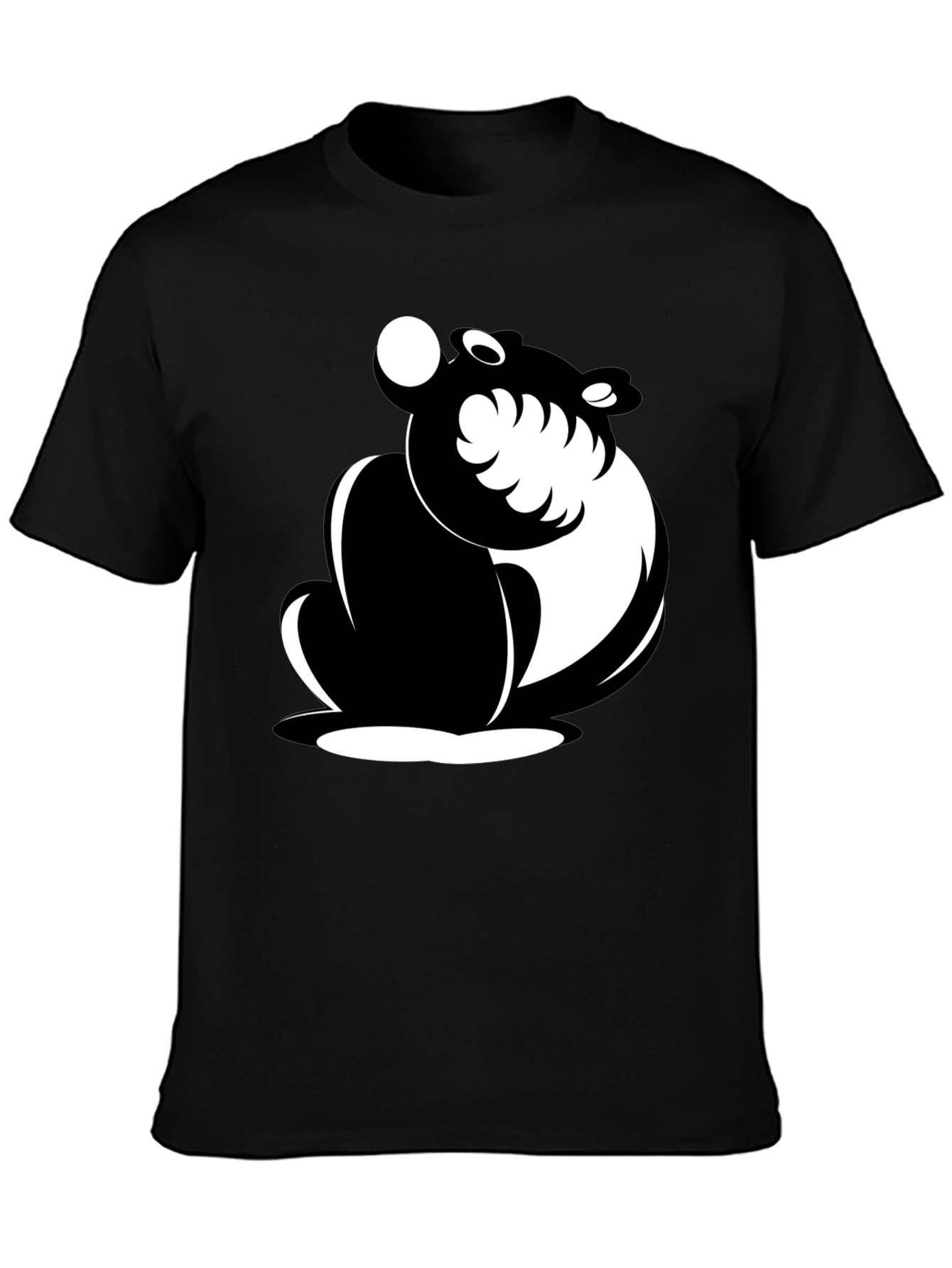 Black Cartoon Bear Graphic T-Shirt