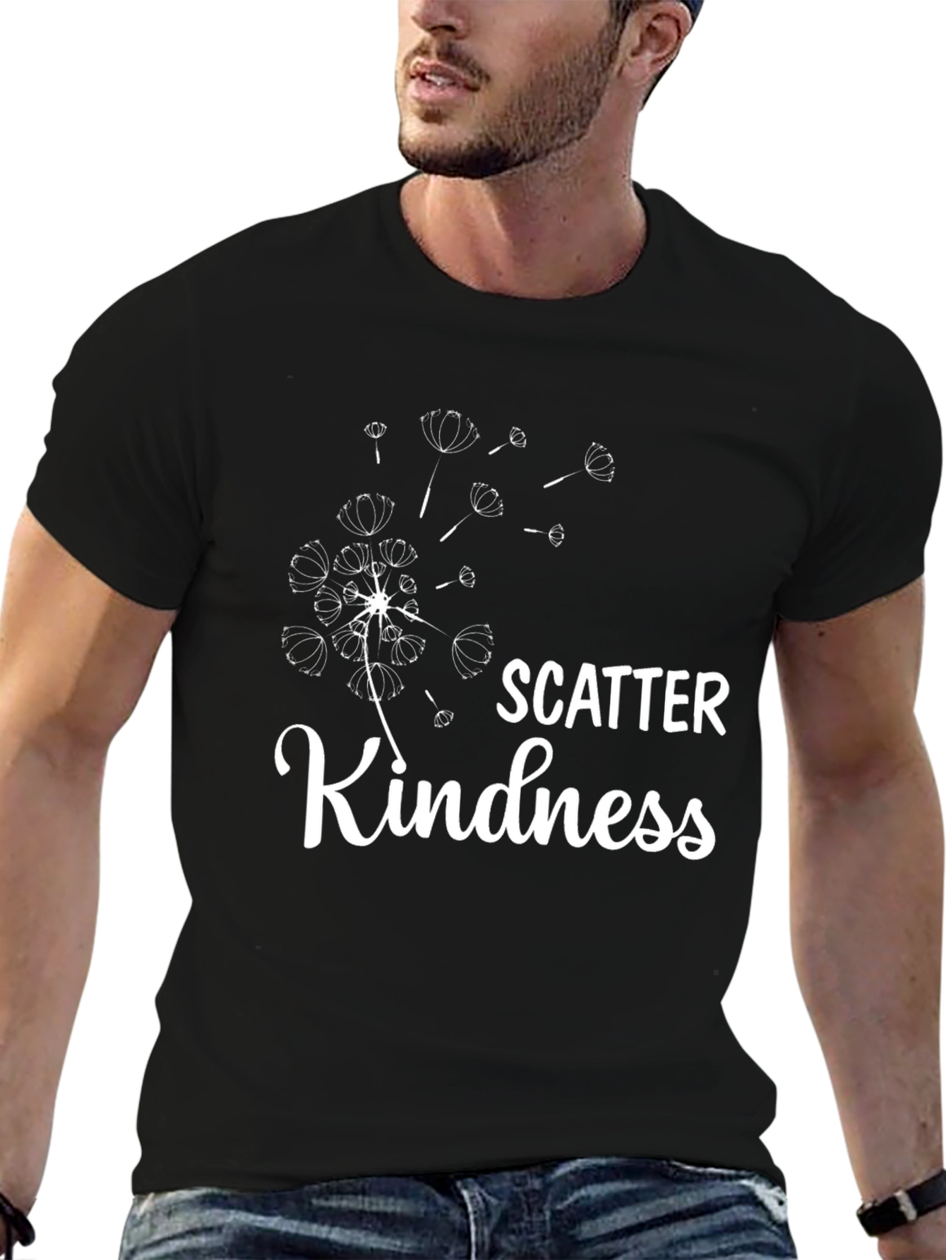 Scatter Kindness Graphic Tee - Black Casual T-Shirt