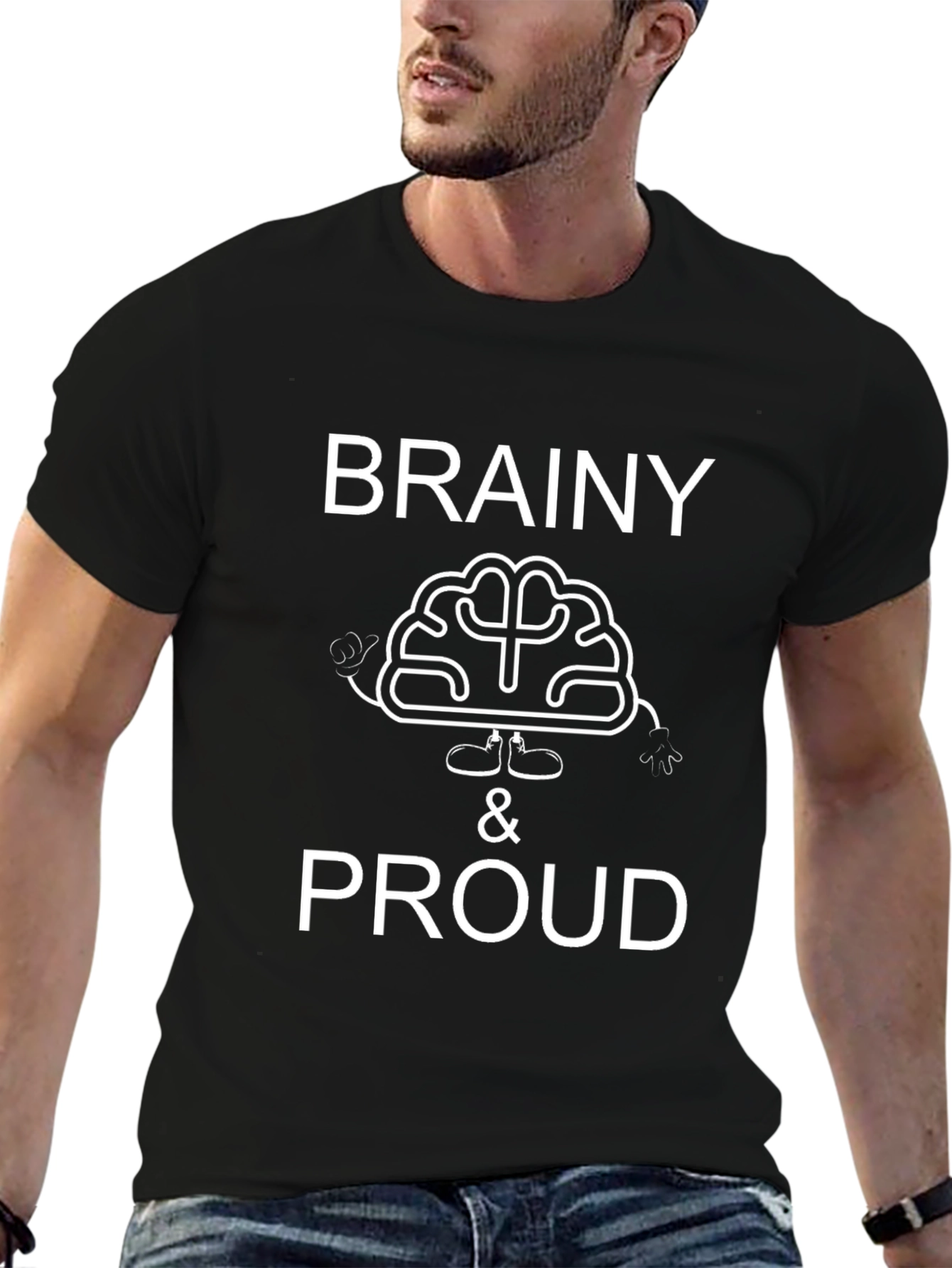 Brainy & Proud Graphic T-Shirt - Black Cotton Tee