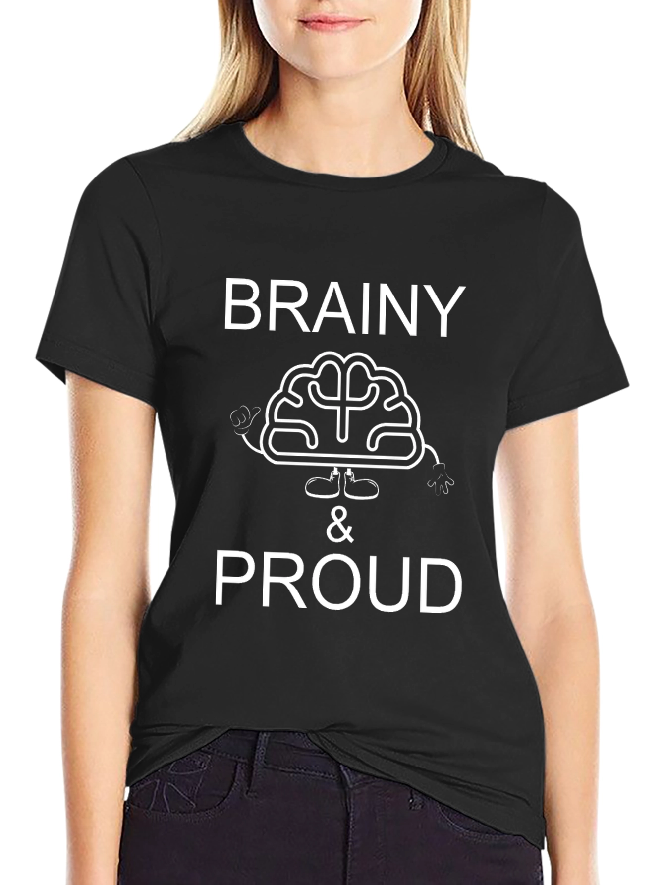 Brainy & Proud Graphic T-Shirt - Black Cotton Tee