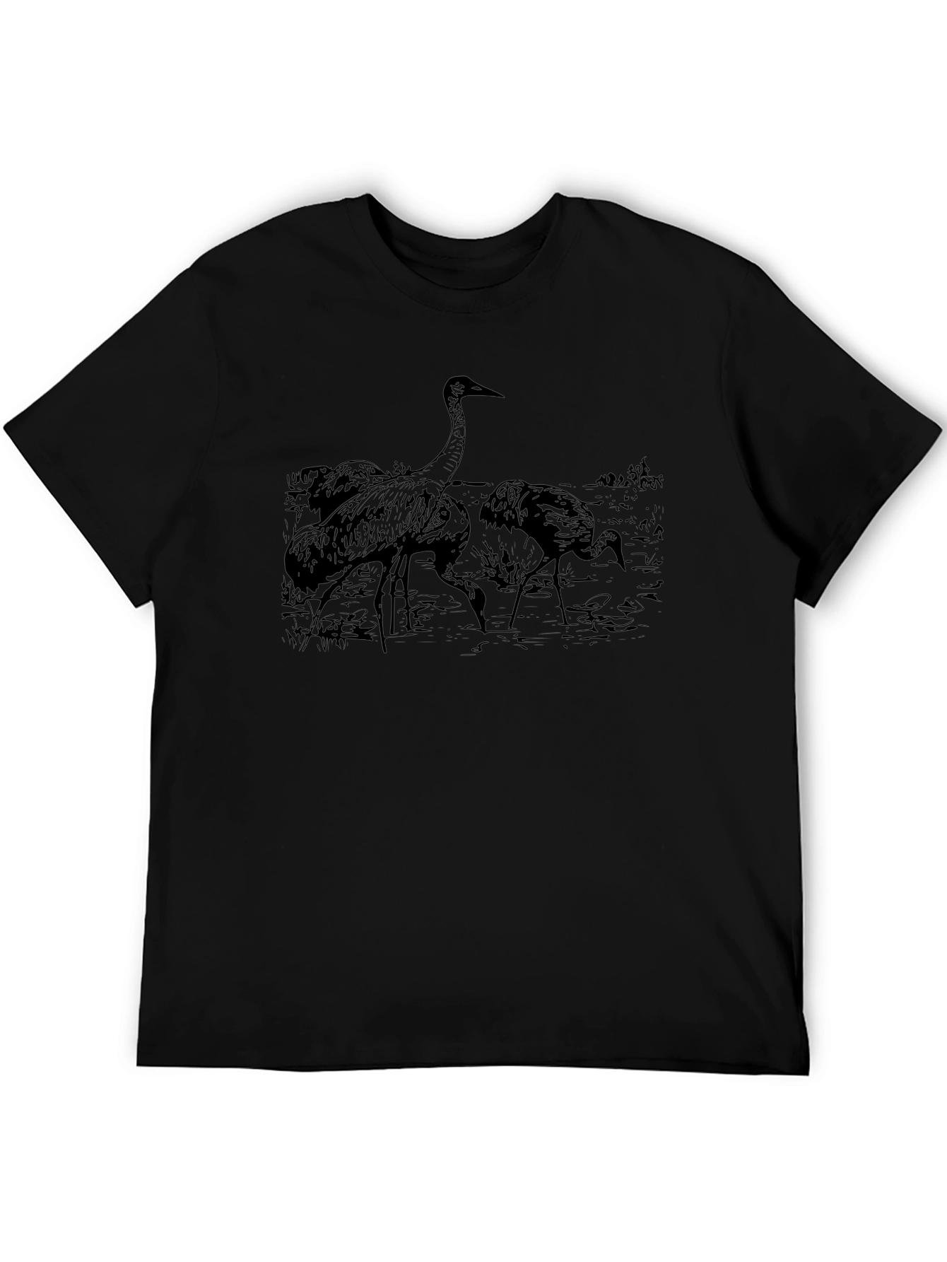Crane Graphic Black T-Shirt