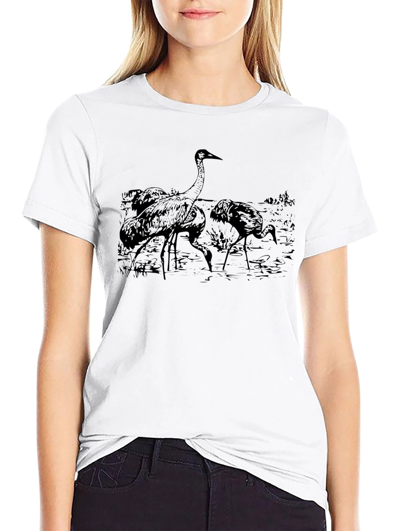 Crane Graphic Black T-Shirt
