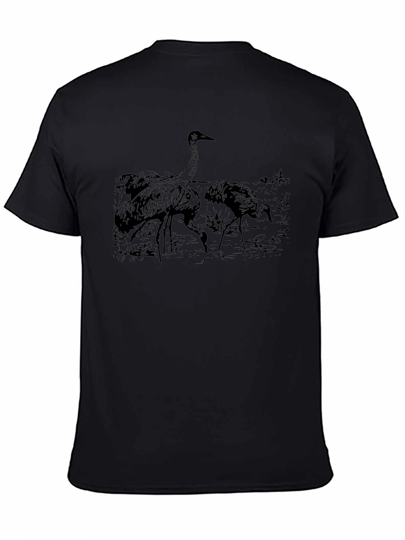 Crane Graphic Black T-Shirt