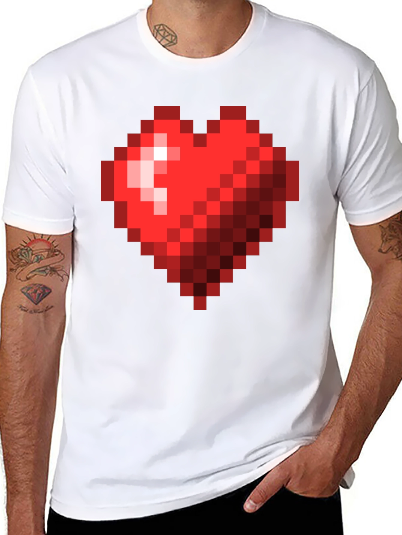 Pixel Heart Graphic T-Shirt - Gamer Style