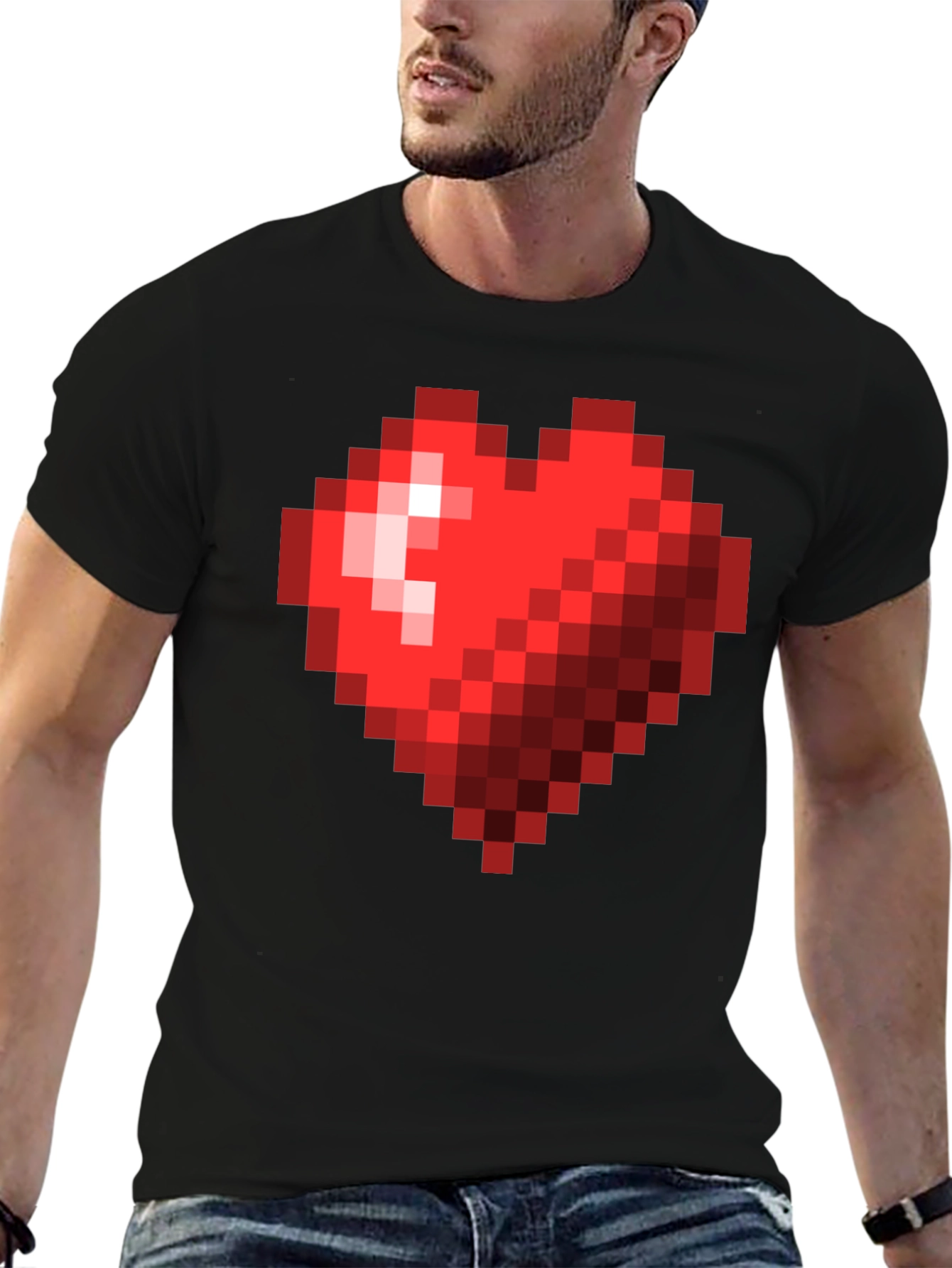 Pixel Heart Graphic T-Shirt - Gamer Style