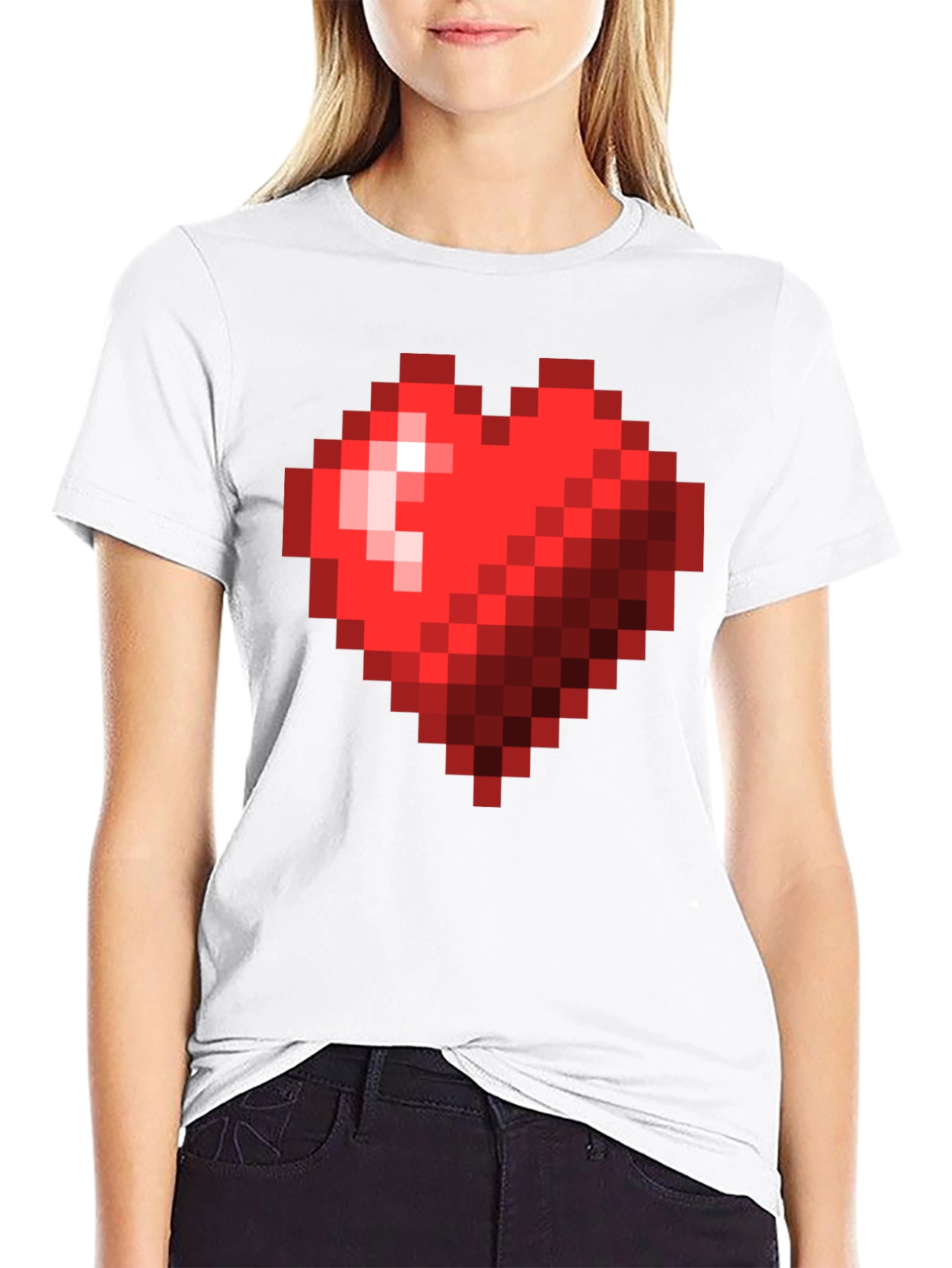 Pixel Heart Graphic T-Shirt - Gamer Style