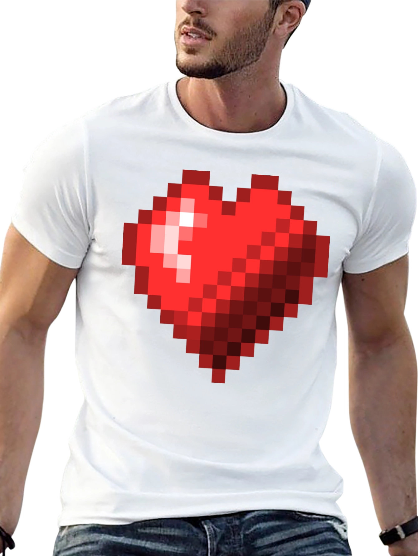 Pixel Heart Graphic T-Shirt - Gamer Style