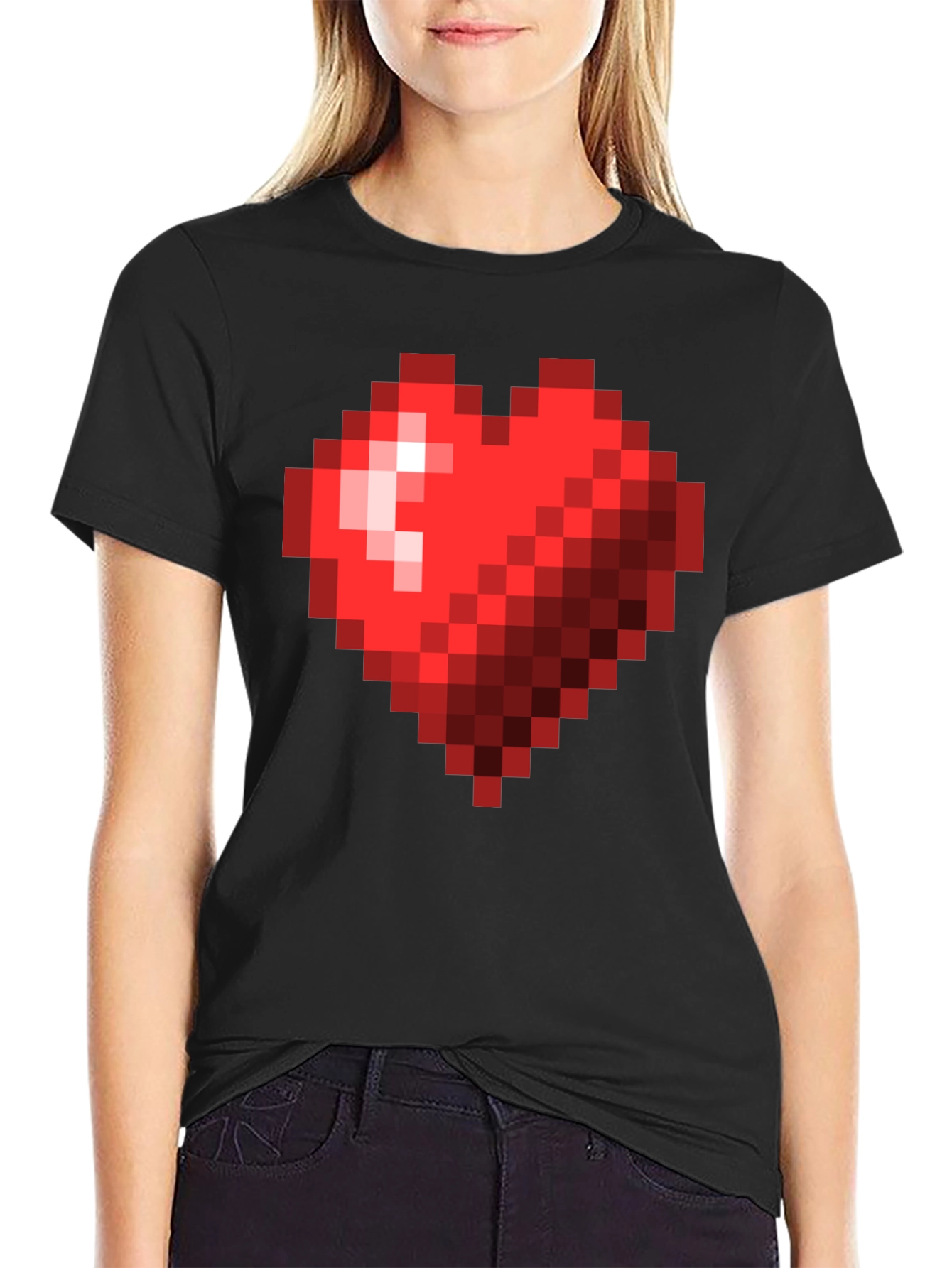 Pixel Heart Graphic T-Shirt - Gamer Style
