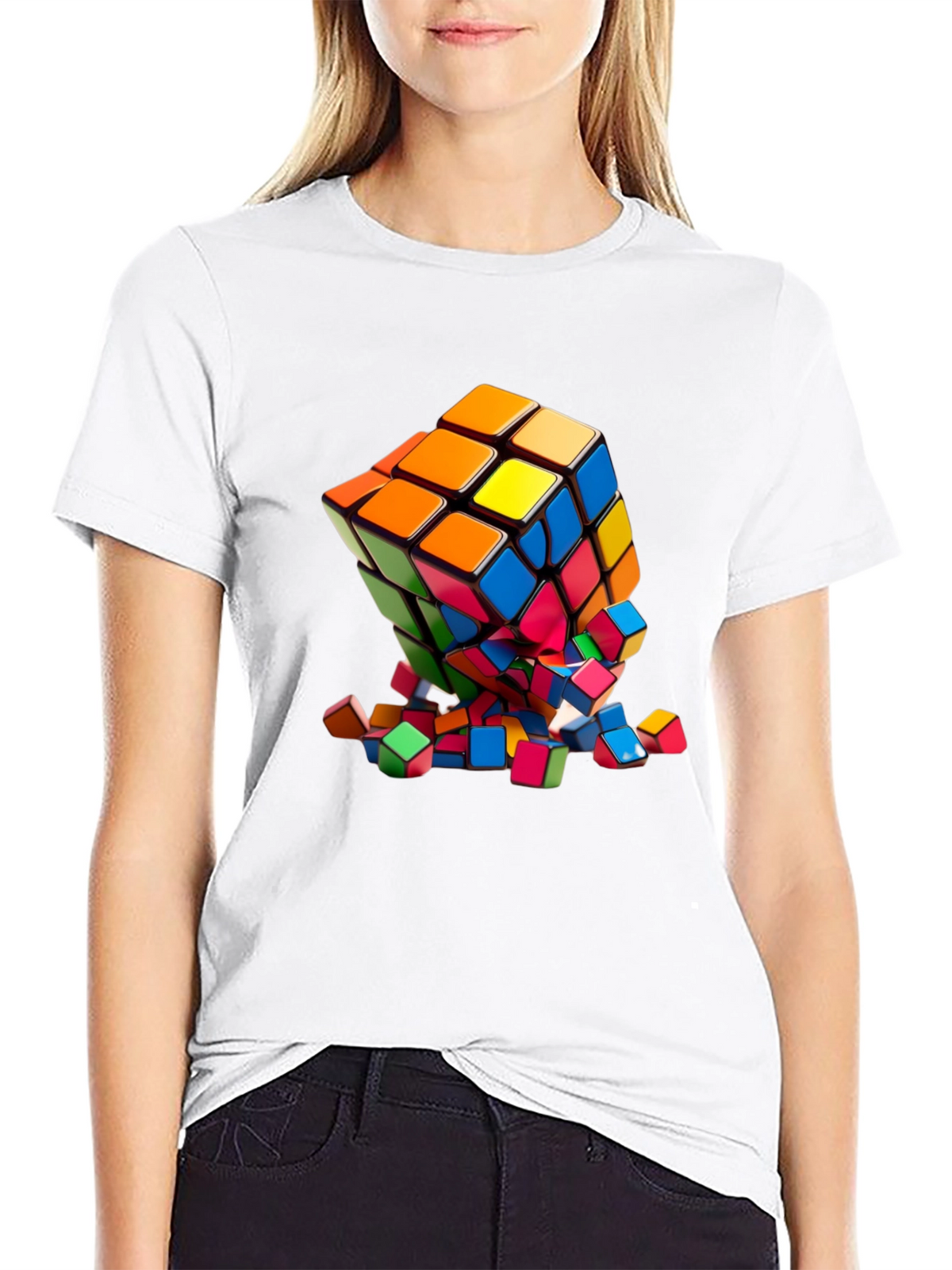 Exploding Rubiks Cube Graphic Tee