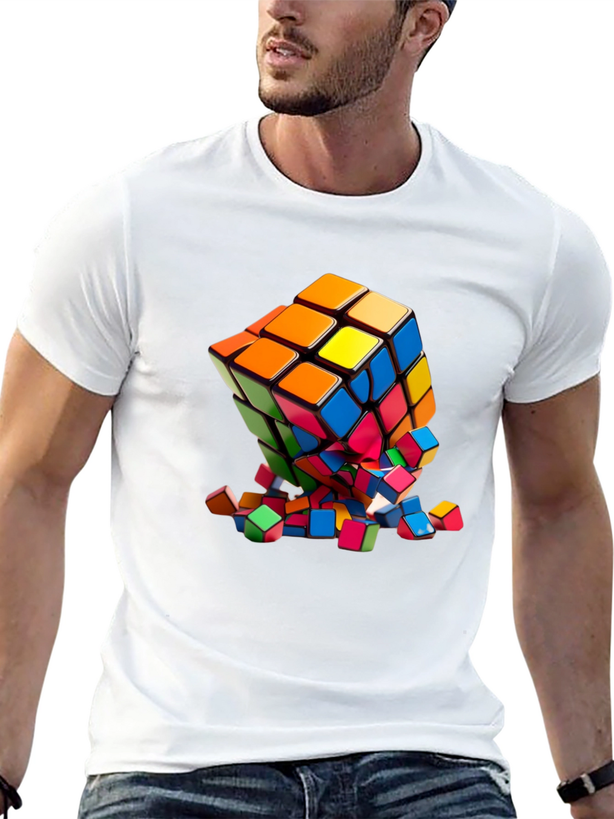 Exploding Rubiks Cube Graphic Tee