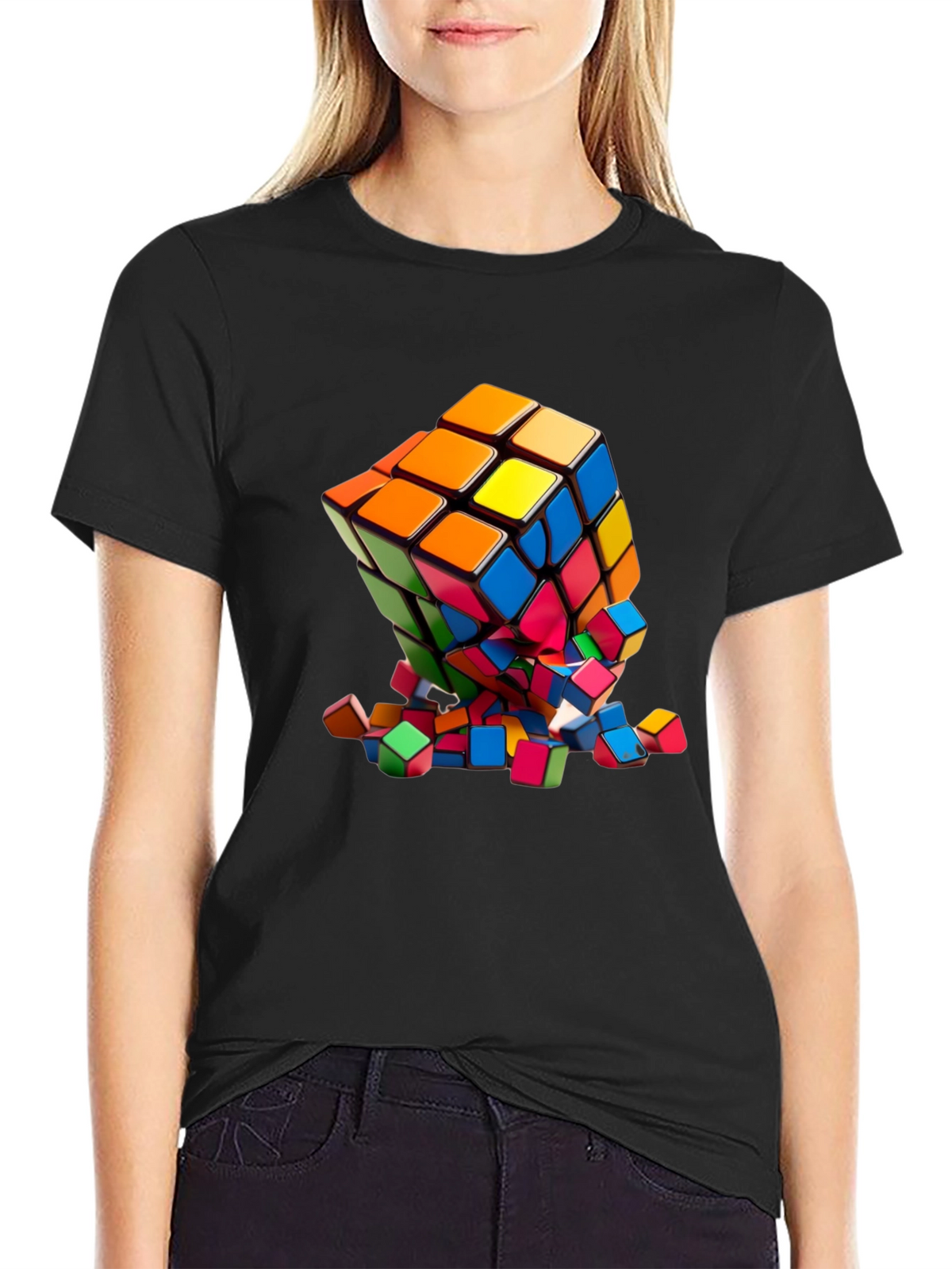 Exploding Rubiks Cube Graphic Tee
