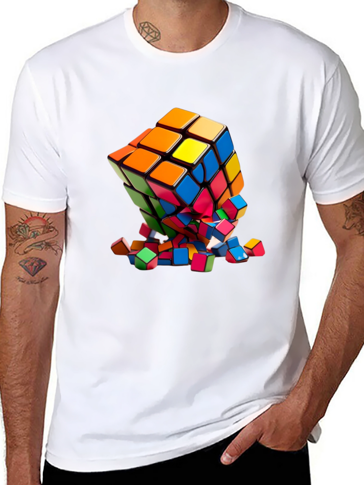 Exploding Rubiks Cube Graphic Tee