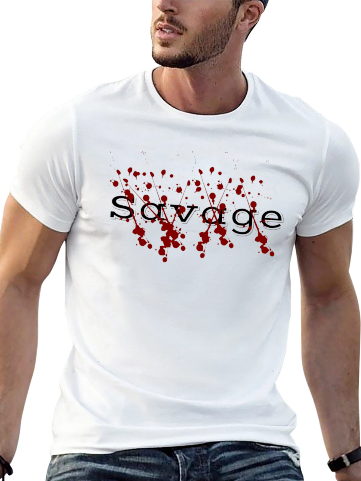 Mens Black Savage Graphic Tee - Trendy Casual Style