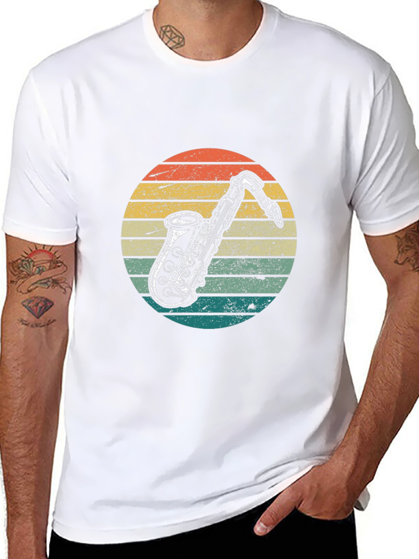 Retro Saxophone Graphic T-Shirt