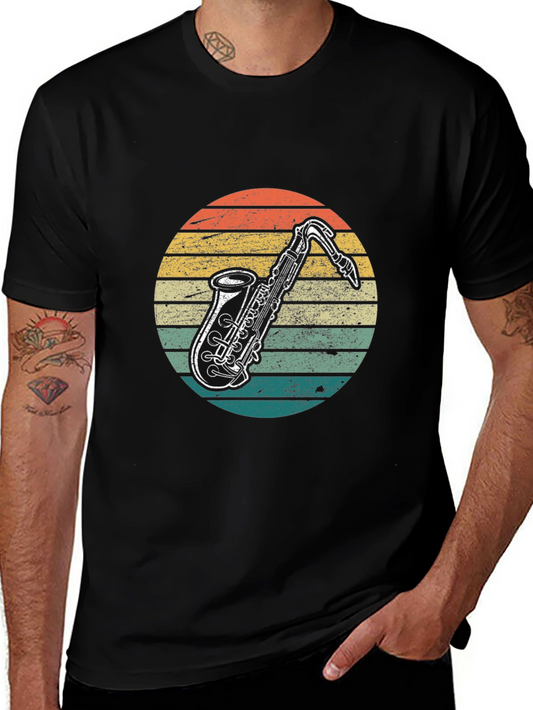 Retro Saxophone Graphic T-Shirt