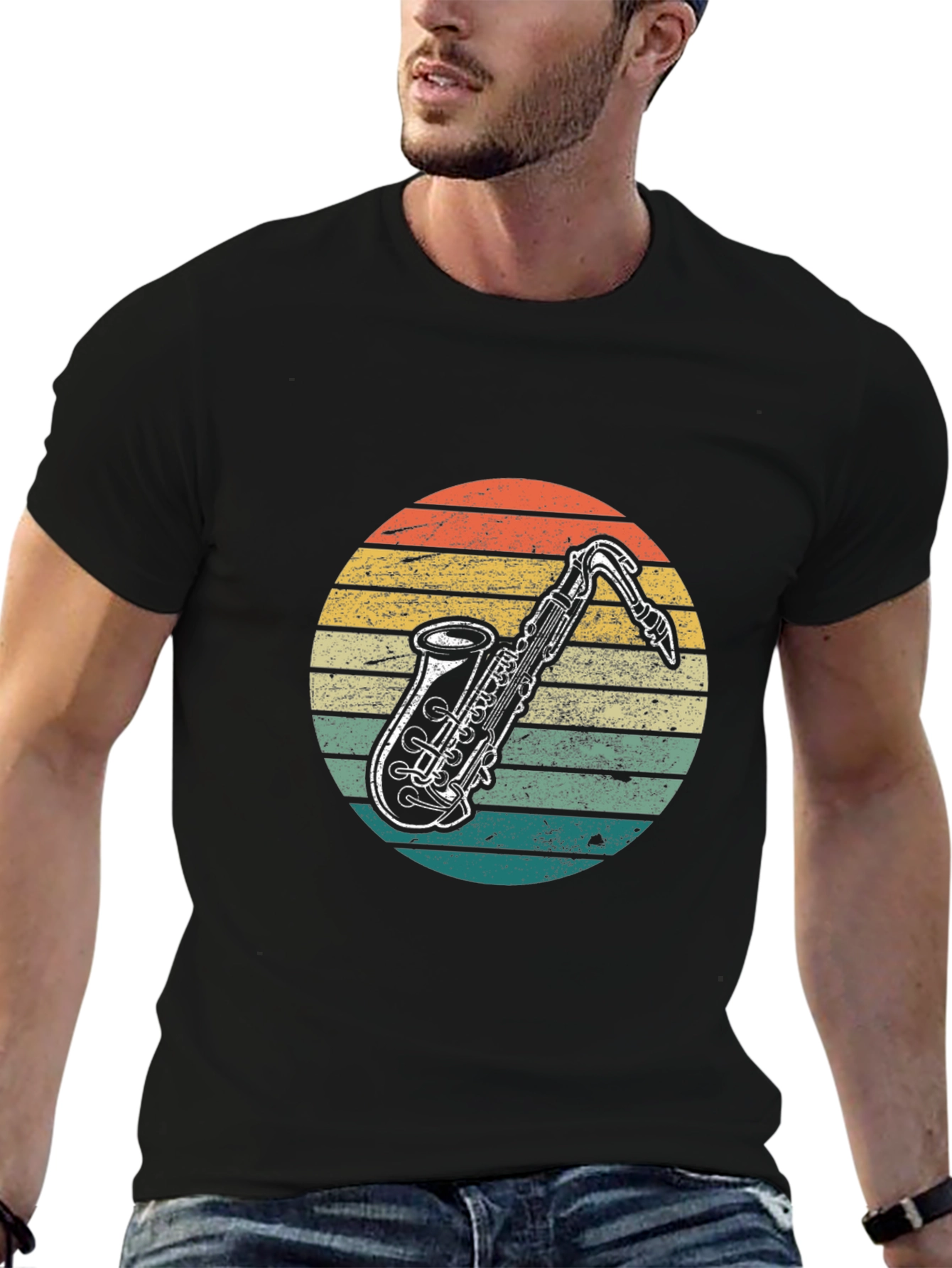 Retro Saxophone Graphic T-Shirt