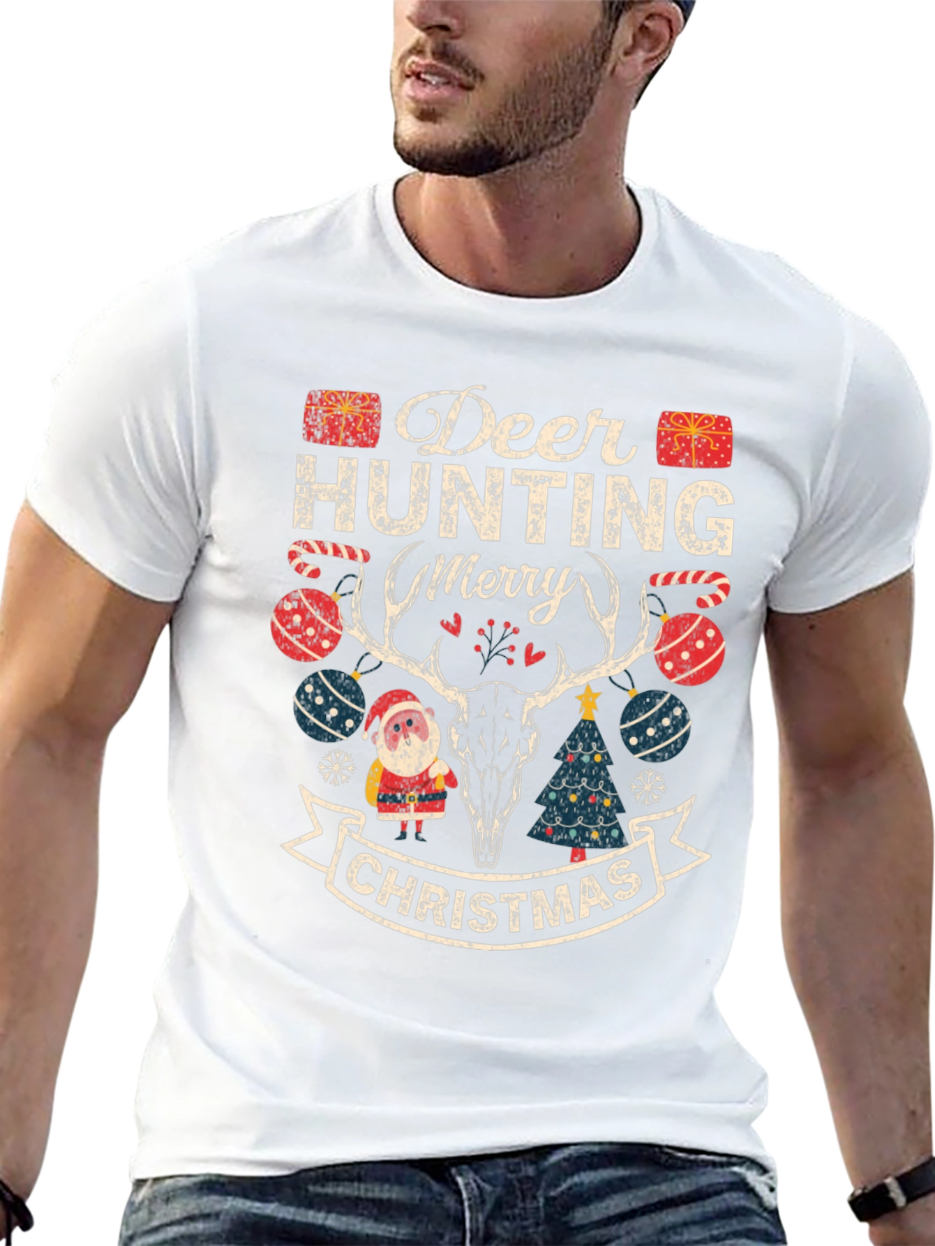 Deer Hunting Merry Christmas Graphic Tee