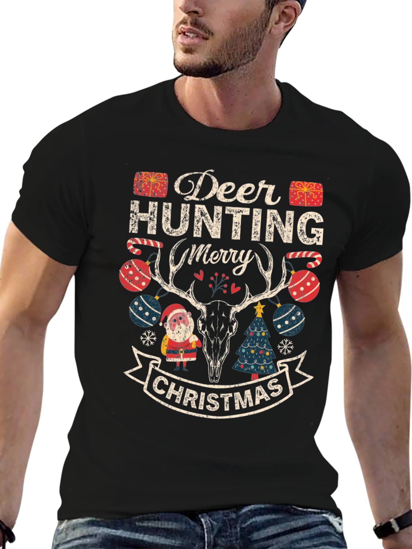 Deer Hunting Merry Christmas Graphic Tee