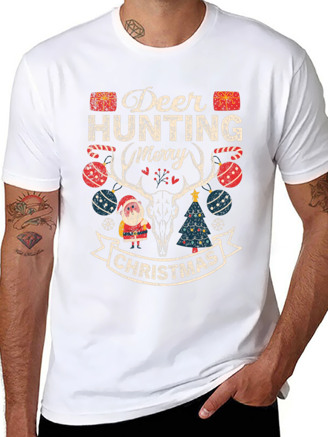 Deer Hunting Merry Christmas Graphic Tee