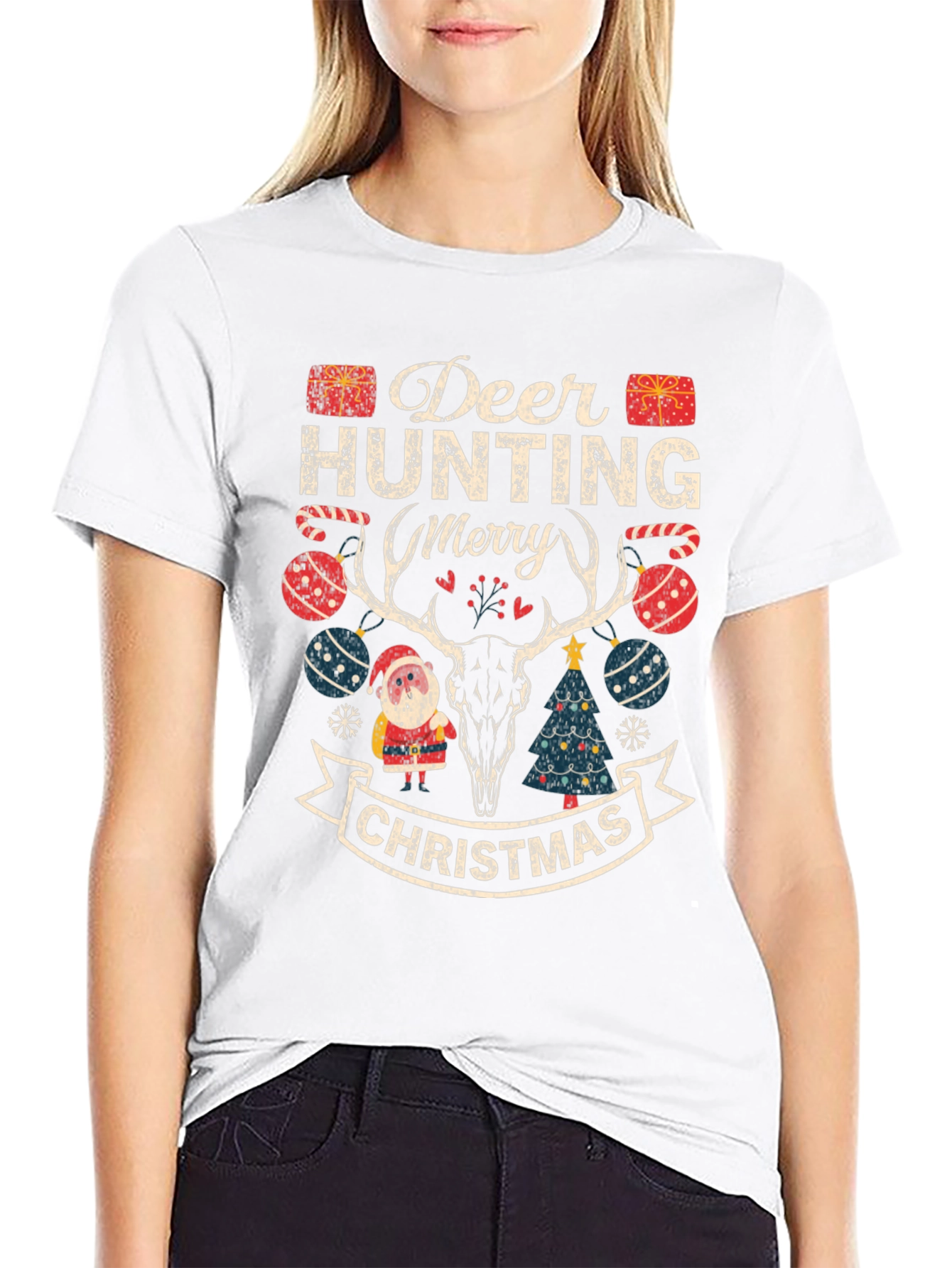 Deer Hunting Merry Christmas Graphic Tee