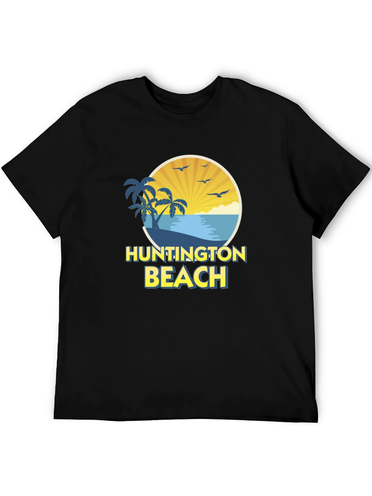 Huntington Beach Graphic Tee - Black Cotton Shirt
