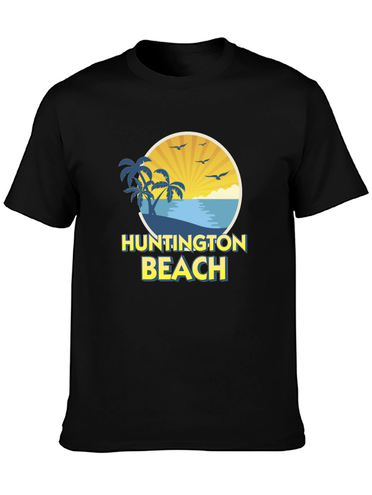 Huntington Beach Graphic Tee - Black Cotton Shirt