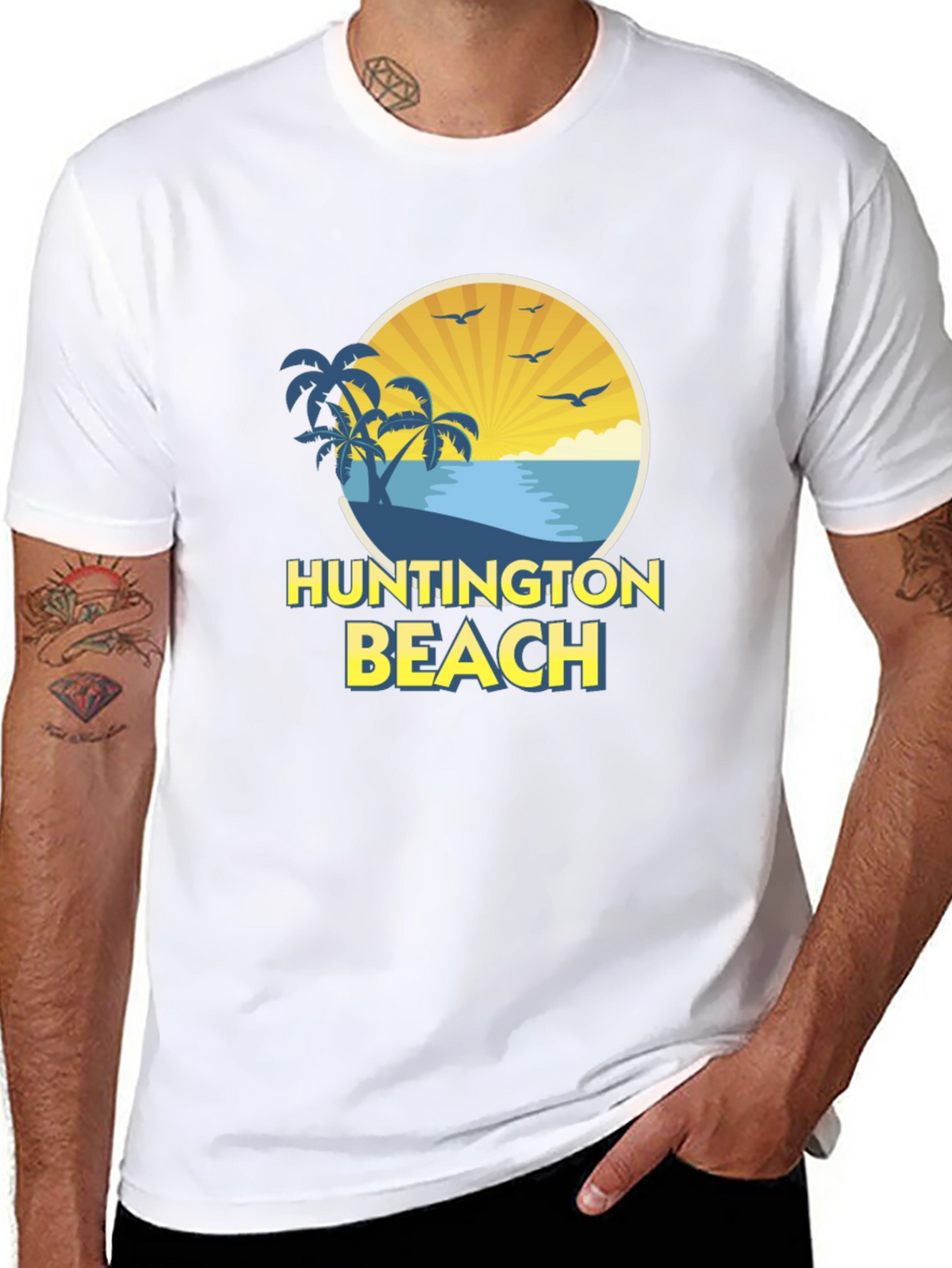 Huntington Beach Graphic Tee - Black Cotton Shirt