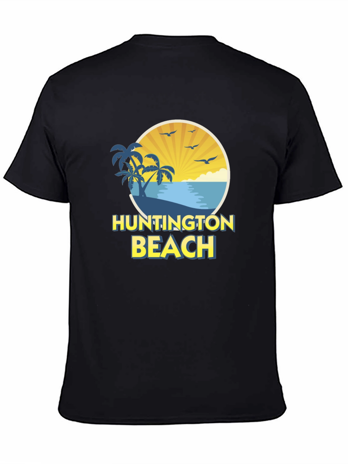 Huntington Beach Graphic Tee - Black Cotton Shirt