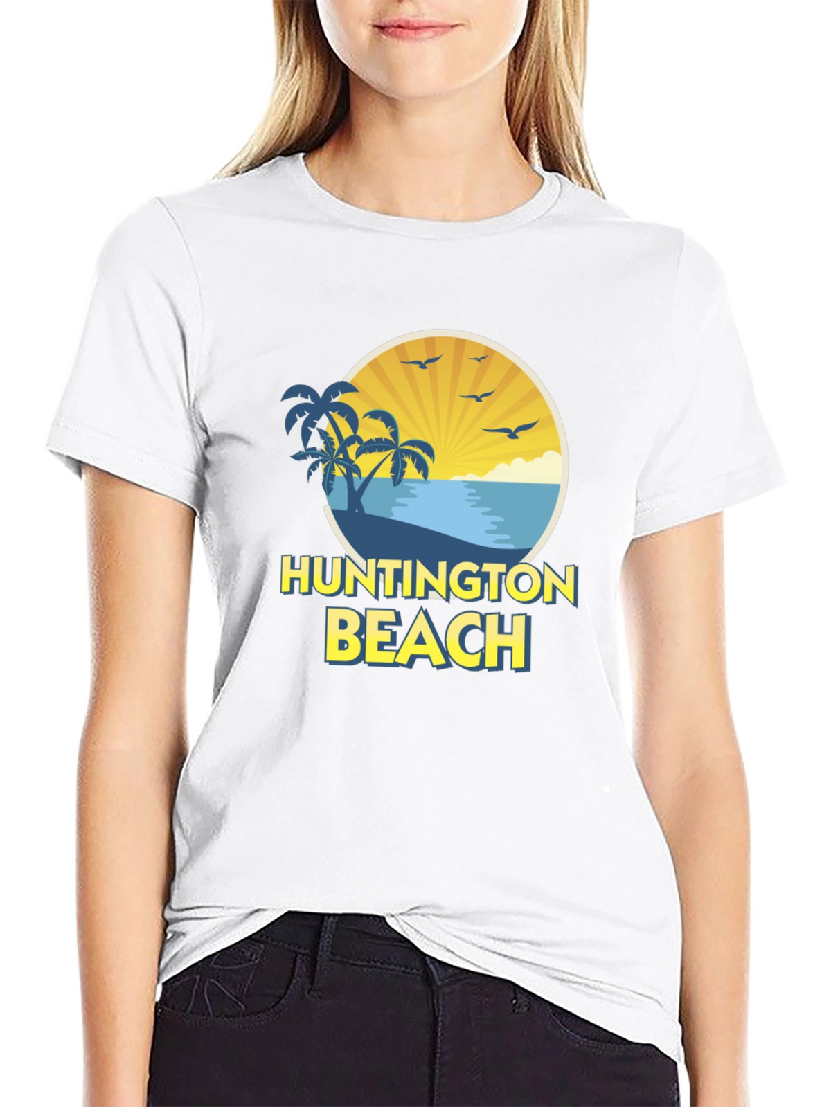 Huntington Beach Graphic Tee - Black Cotton Shirt