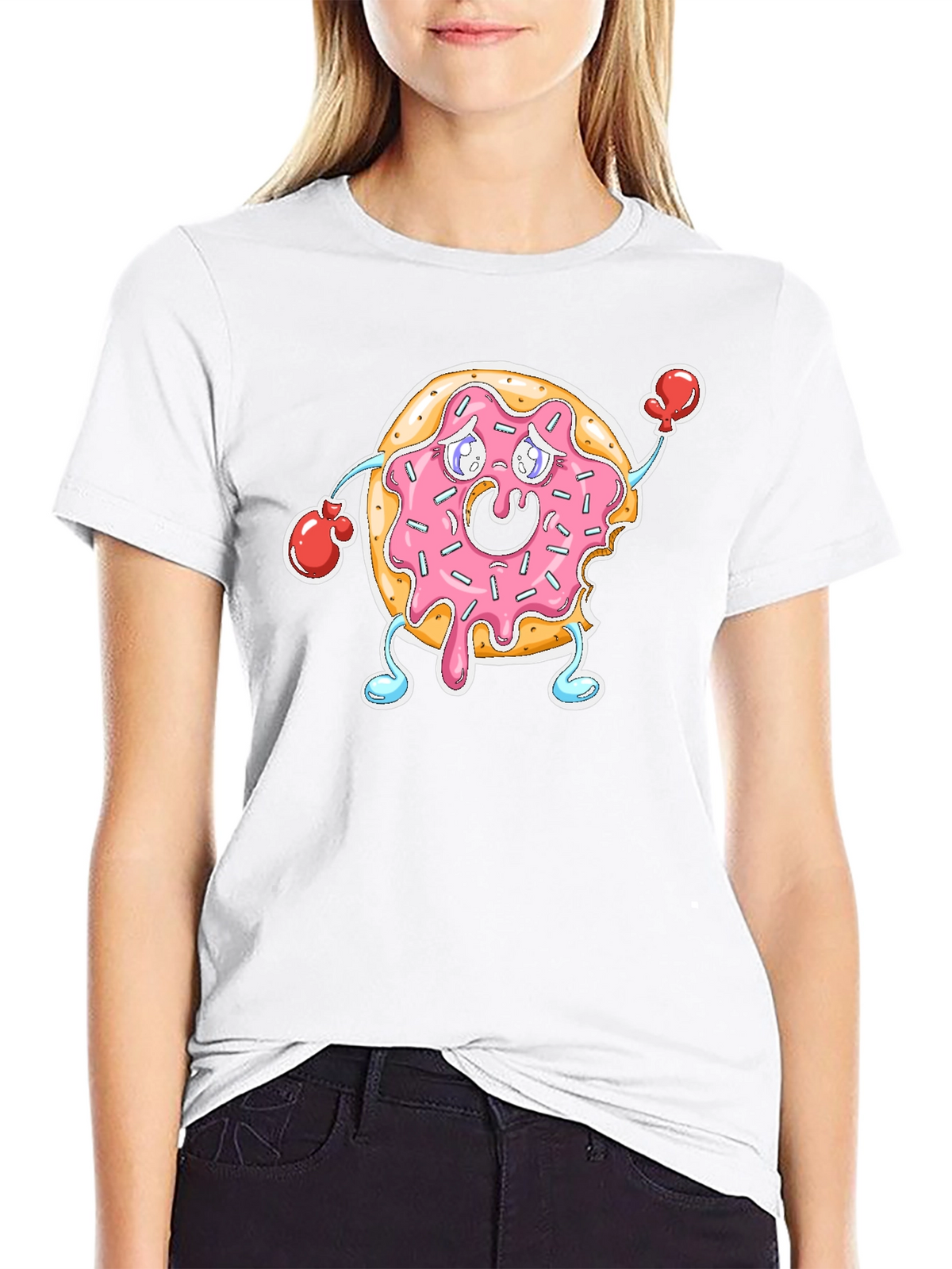 Donut Boxer T-Shirt - Black Crew Neck