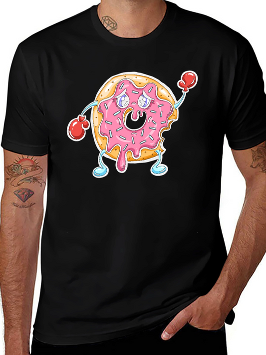 Donut Boxer T-Shirt - Black Crew Neck