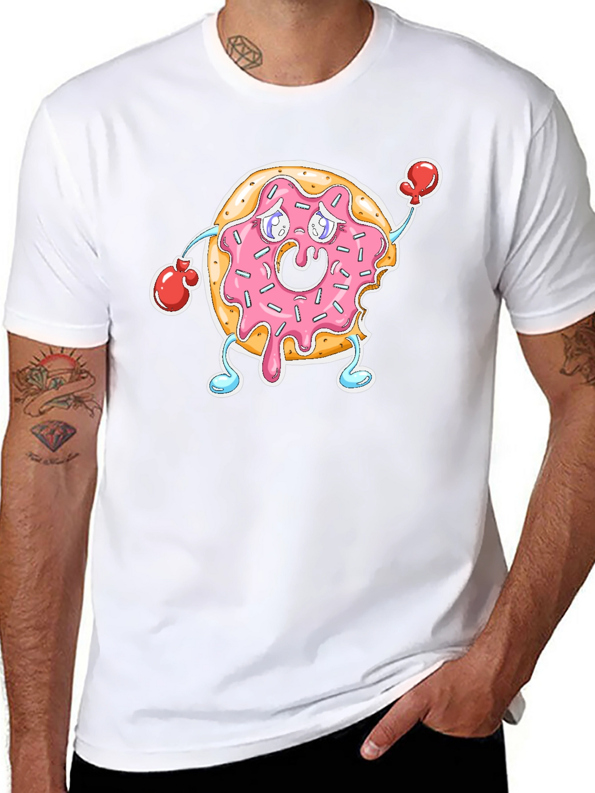Donut Boxer T-Shirt - Black Crew Neck
