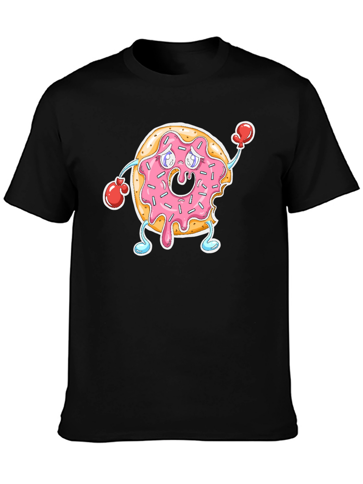 Donut Boxer T-Shirt - Black Crew Neck