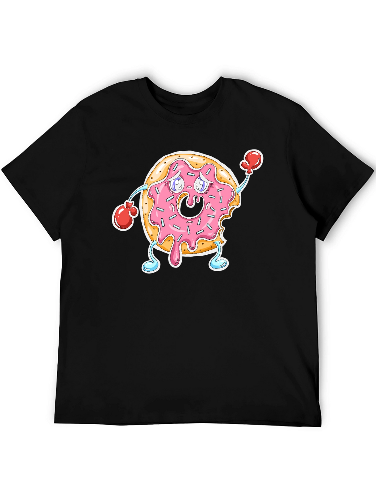 Donut Boxer T-Shirt - Black Crew Neck