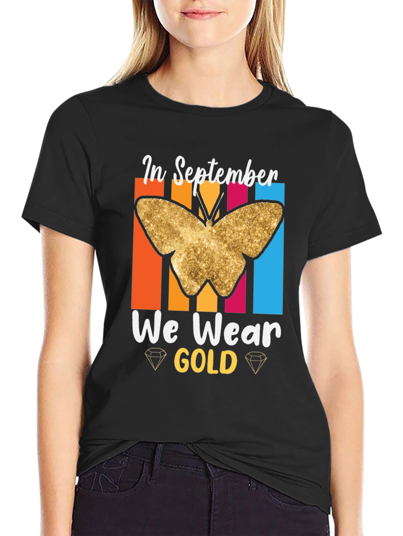 September Gold Butterfly Awareness T-Shirt