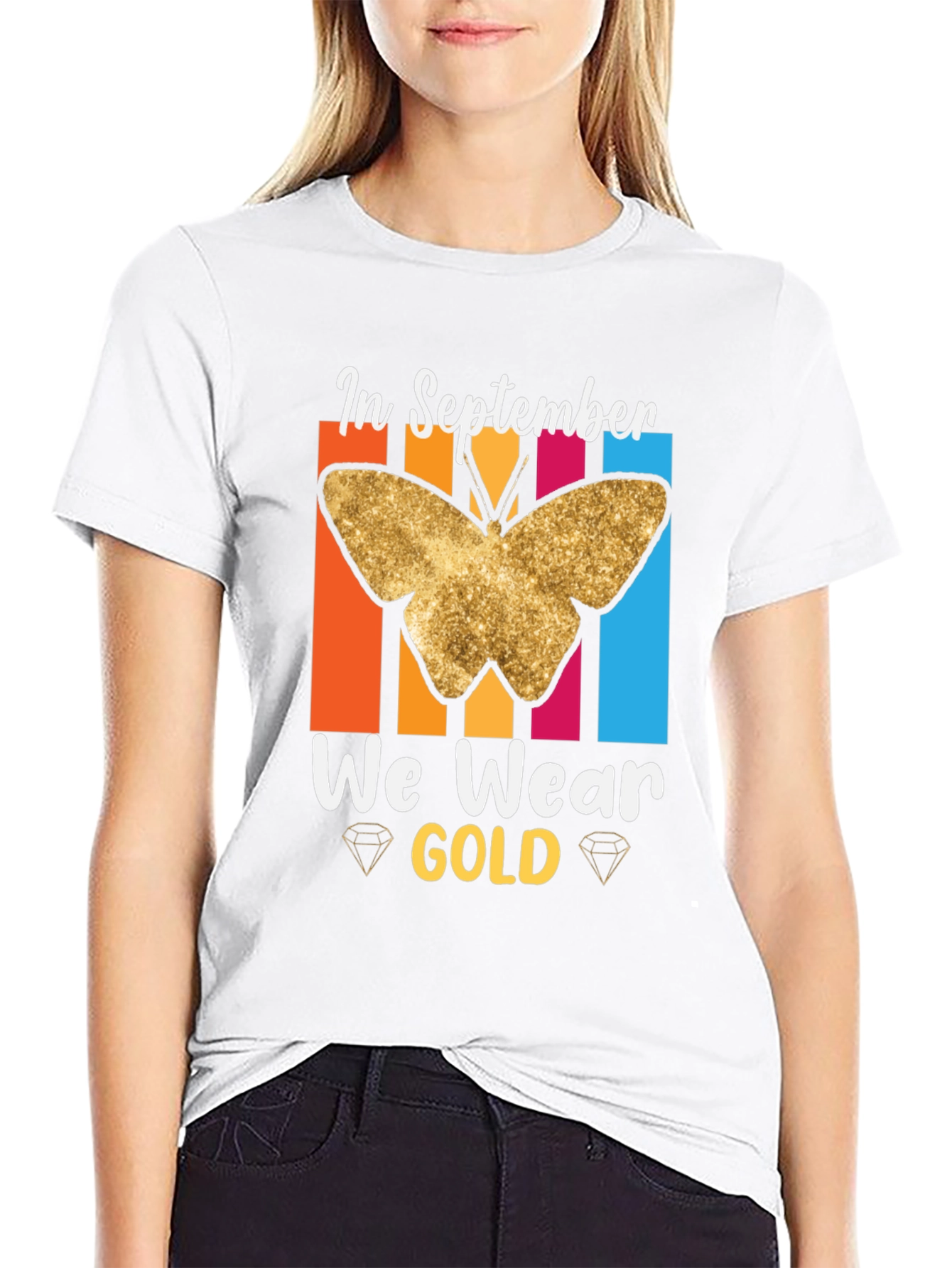 September Gold Butterfly Awareness T-Shirt