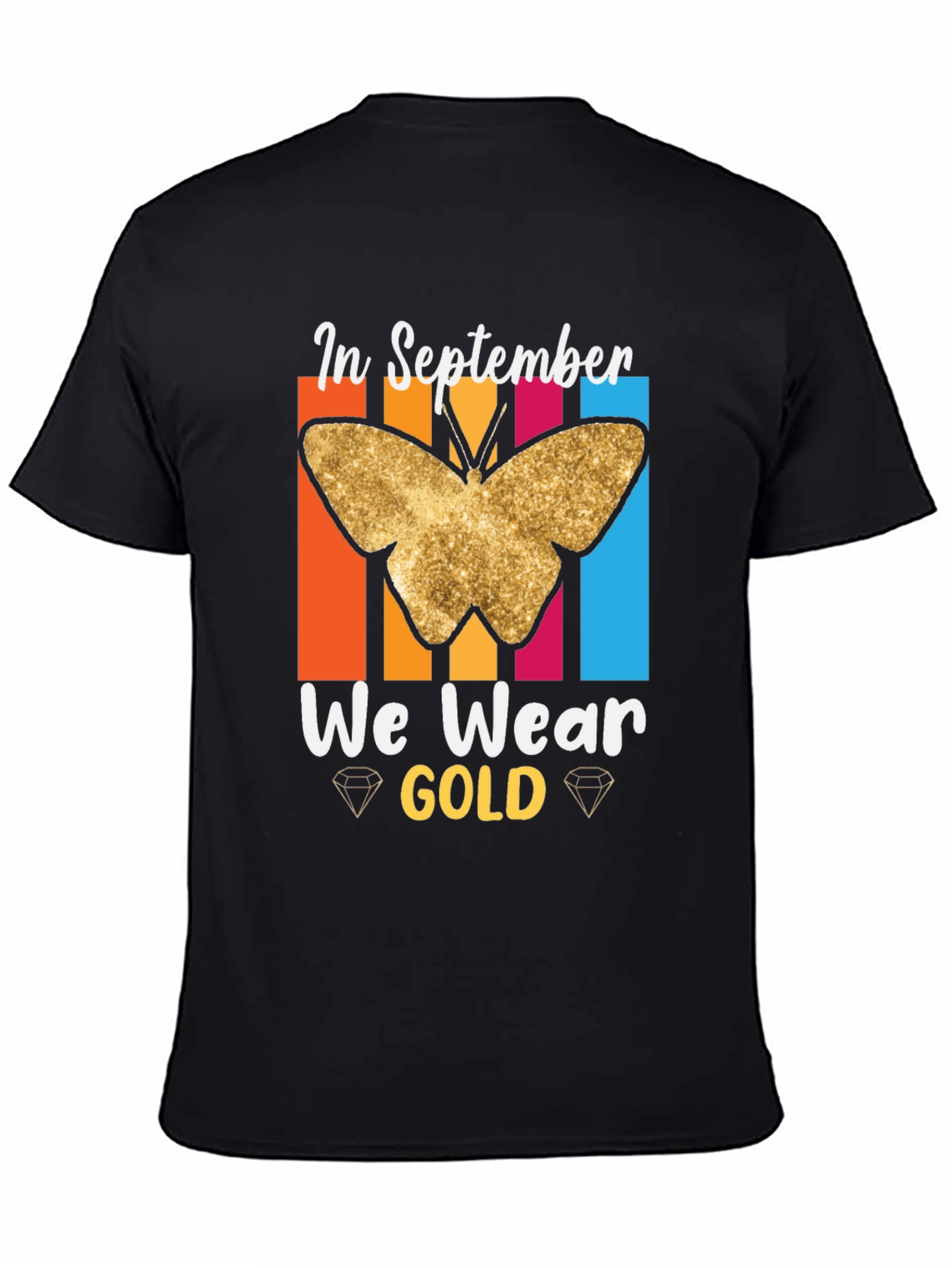 September Gold Butterfly Awareness T-Shirt