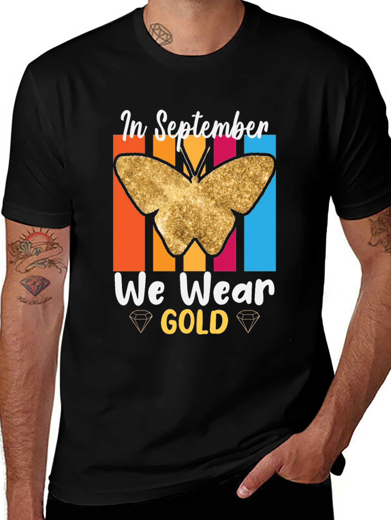 September Gold Butterfly Awareness T-Shirt