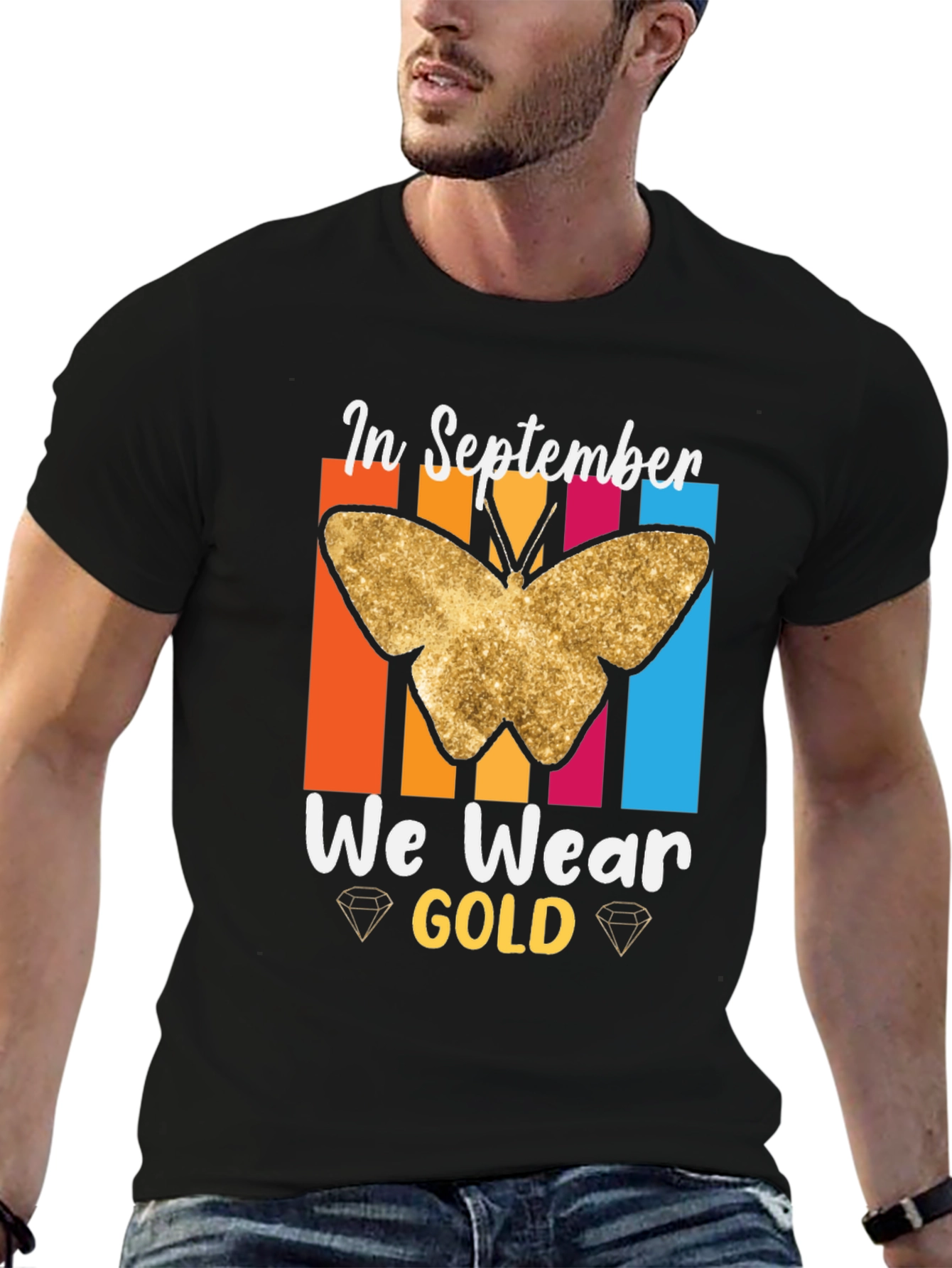 September Gold Butterfly Awareness T-Shirt