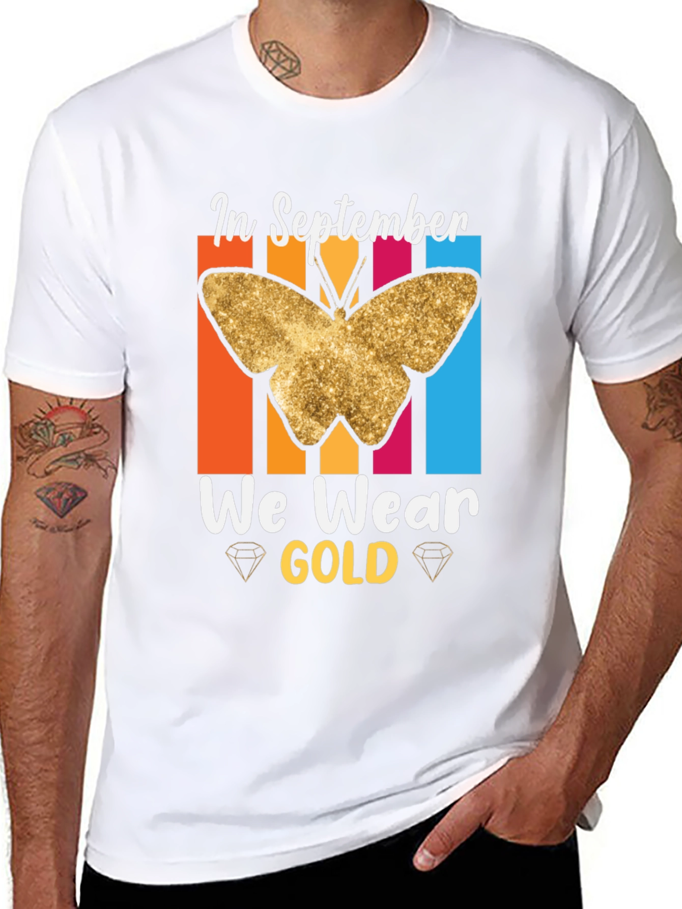 September Gold Butterfly Awareness T-Shirt
