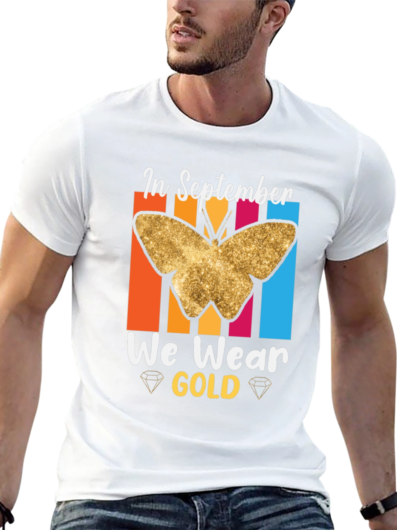 September Gold Butterfly Awareness T-Shirt