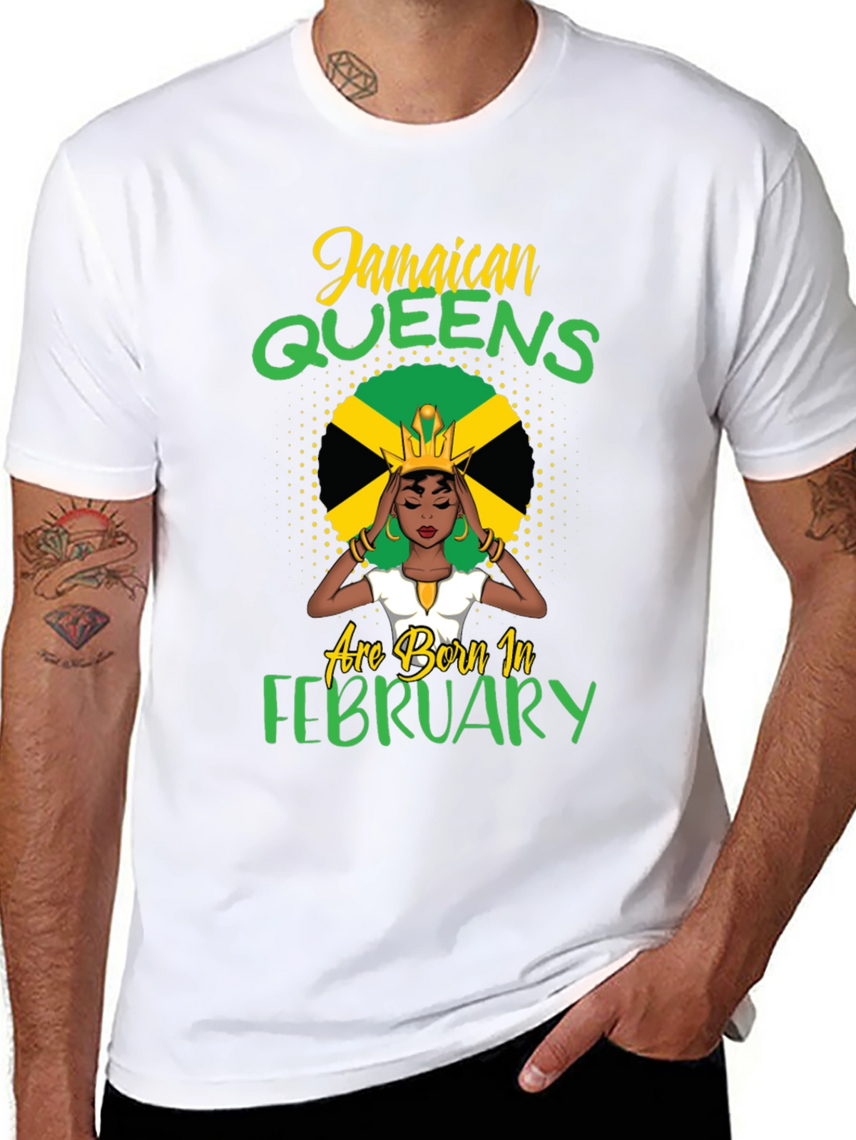 Jamaican Queens Born in February Black T-Shirt