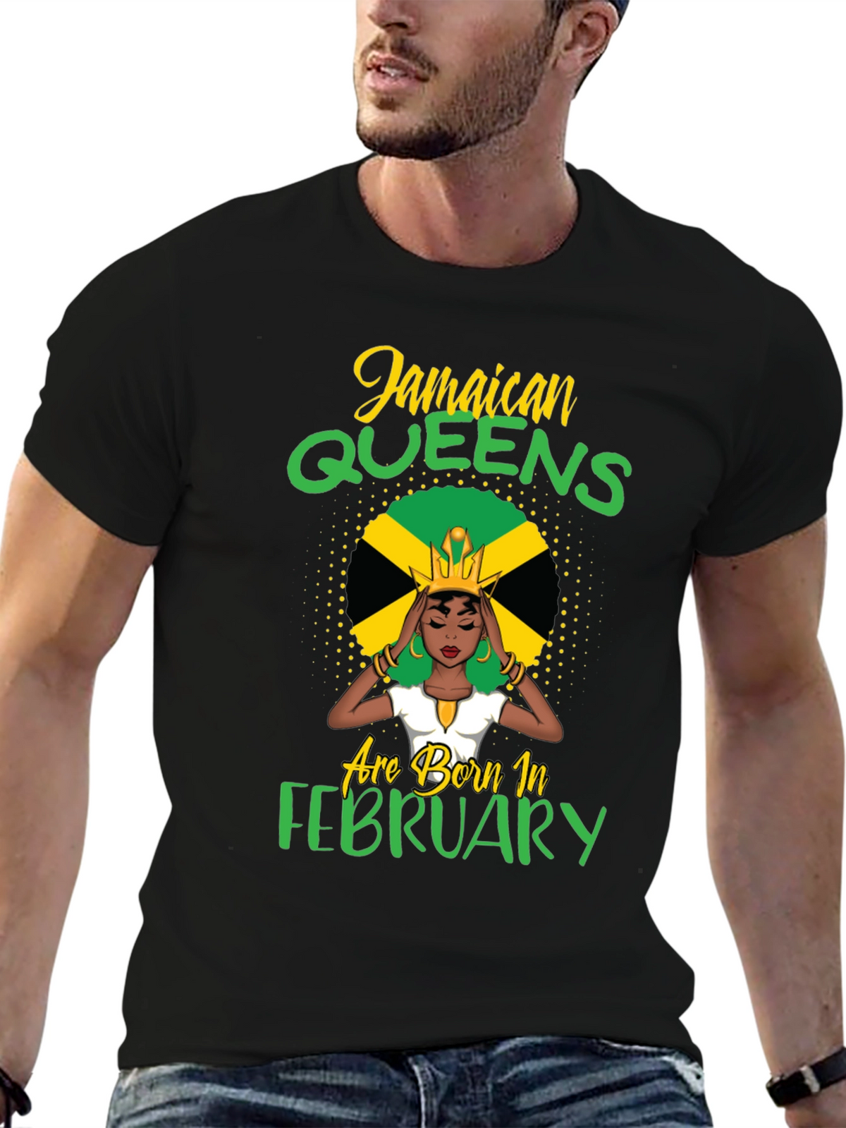 Jamaican Queens Born in February Black T-Shirt