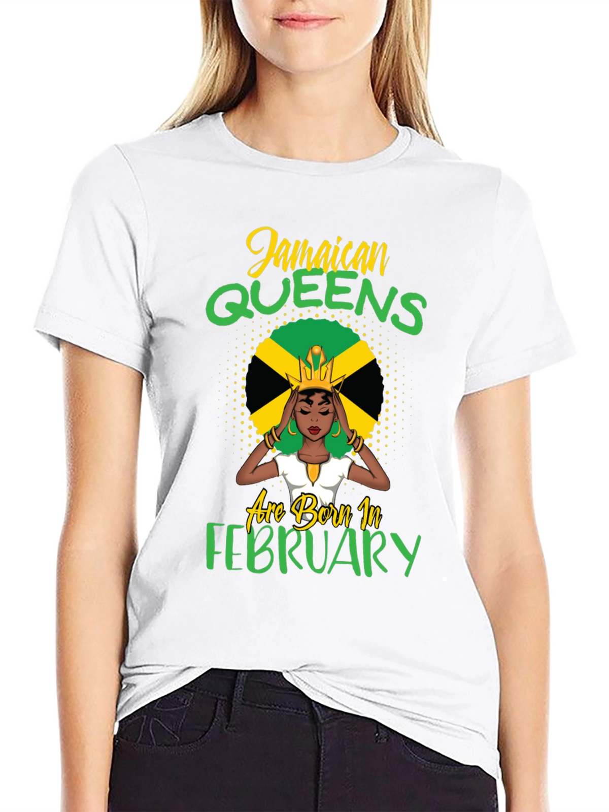 Jamaican Queens Born in February Black T-Shirt