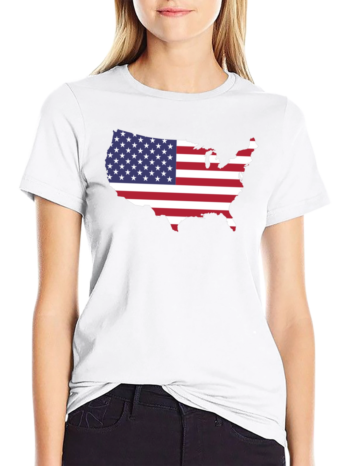 USA Flag Map Graphic Tee - Black